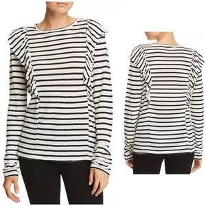 Frame ruffled striped 100% linen tee size M/L